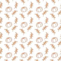 schets tekening oranje pompoenen en twijgen naadloos patroon abstract achtergrond structuur of behang isoleren eps inpakken, inpakken of groeten kaarten, affiches, spandoeken, brochures of web, prijs label idee vector