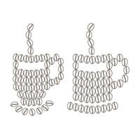 gestileerde mokken met stoom- en schotel van abstract schets koffie bonen reeks van 2 logo icoon ontwerp idee vector