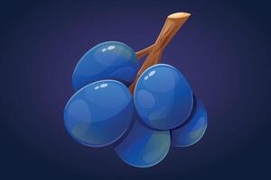 een takje met bessen van blauw zoet druiven. tekenfilm geïsoleerd fruit illustratie. vector