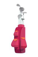 divers golf Clubs in roze kar zak of geval met zakken geïsoleerd Aan wit achtergrond. elegant golfspeler uitrusting of accessoires voor sport- buitenshuis werkzaamheid. kleurrijk vlak illustratie. vector
