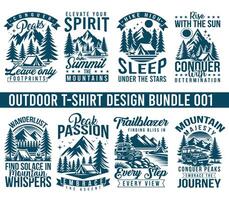 berg wandelen camping t-shirt ontwerp bundels ontwerp vector