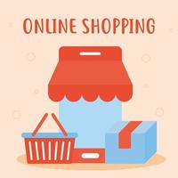 online winkelbelettering met een bundel online winkelpictogrammen vector