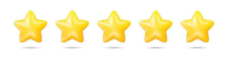 realistisch vijf ster beoordeling. vijf sterren illustratie. klant beoordeling opnieuw bekijken. vijf gouden sterren vector