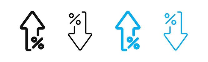 winst pictogrammen. winst symbolen. percentage pijlen. procent toenemen pijl pictogrammen. vector