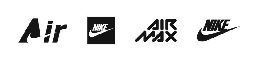 Nike merk logo. Nike redactioneel illustratie. Nike pictogrammen. Nike logo. Rivne, Oekraïne - januari 30, 2024 vector
