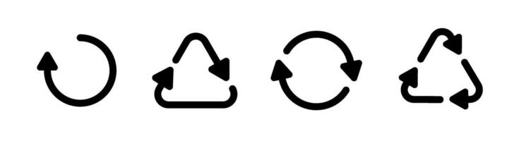 recycle pictogrammen. recycle pijl icoon set. hergebruik, opfrissen, weigeren pijlen vector