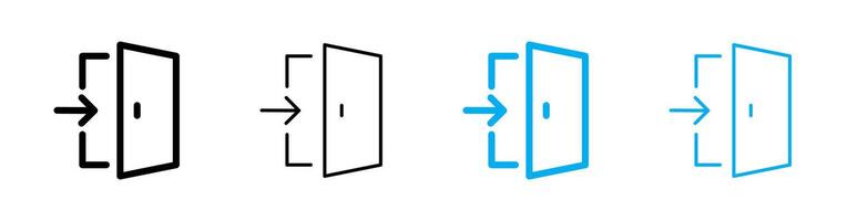 Uitgang, Ingang pictogrammen. deuropening icoon set. deur pictogrammen. Uitgang symbolen. vector