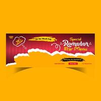 Ramadan voedsel menu post ontwerp en sociaal media banier sjabloon vector