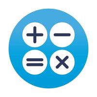 rekenmachine, plus, min, vermenigvuldigen en delen symbool app in een bubbel vector