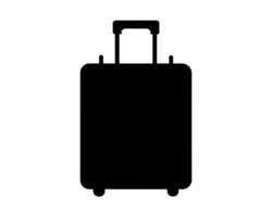 zwart rollend koffer silhouet geïsoleerd Aan wit achtergrond. silhouet van een op wielen bagage tas. concept van reis, toerisme, vakantie, bedrijf reizen, en bagage draagbaarheid. grafisch artwork vector