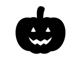 zwart silhouet van glimlachen halloween pompoen. illustratie. vriendelijk jack-o-lantern. geïsoleerd Aan wit achtergrond. concept van halloween, feestelijk decor, herfst viering, oktober traditie. icoon. vector