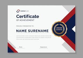 rood en blauw certificaat ontwerp sjabloon vector