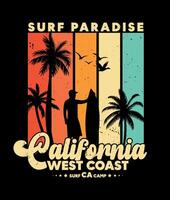 surfen paradijs Californië west kust surfen retro wijnoogst stijl t overhemd ontwerp surfing overhemd illustratie Californië t overhemd het beste uniek vector