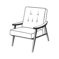 hand- getrokken fauteuil. zwart en wit illustratie. vector