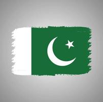 vlag van pakistan met aquarel geschilderd penseel vector