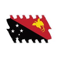 vlag van papua nugini met aquarel geschilderd penseel vector