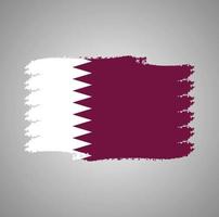 vlag van qatar met waterverf geschilderd penseel vector