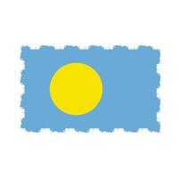 palau vlag met aquarel geschilderd penseel vector