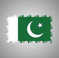 vlag van pakistan met aquarel geschilderd penseel vector