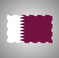 vlag van qatar met waterverf geschilderd penseel vector