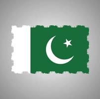vlag van pakistan met aquarel geschilderd penseel vector