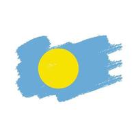 palau vlag met aquarel geschilderd penseel vector