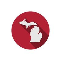 Michigan staat cirkel kaart met lange schaduw vector