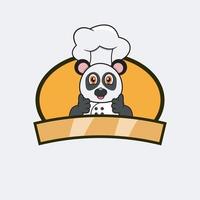 schattige panda chef-kok en kookthema. mascotte, karakter, logo, label en icoon. vector