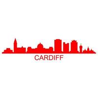 skyline van cardiff op witte achtergrond vector