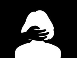 concept van geweld, intimidatie. silhouet van vrouw hoofd en hand vector