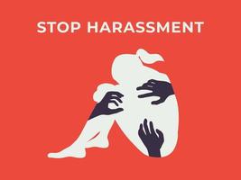 vrouwen misbruik, tegen geweld en intimidatie concept illustratie. vrouw en hand silhouet symbool vector