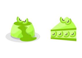 cake en pudding illustratie met kiwi fruitsmaak vector