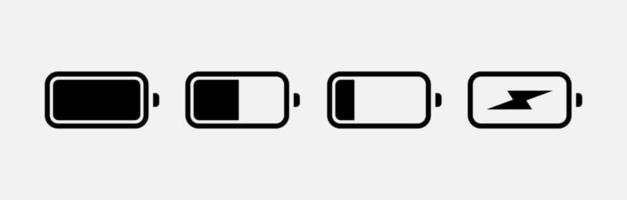 batterijniveau pictogrammen instellen. indicatorpictogram voor het opladen van de batterij. pictogram voor batterijcapaciteit. vector