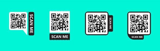 scan mij qr-codesjabloon. qr-codeframevectorset voor mobiele apps, betalingsapps en meer. vector