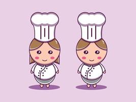 print vector schattige chef-kok cartoon pictogram illustratie