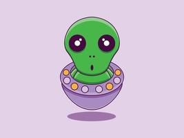 print vector schattige groene alien cartoon afbeelding