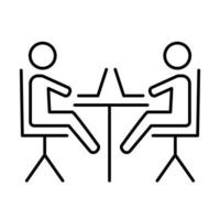 coworking lineaire ruimtepictogram. vergaderzaal. gemeenschap oprichten. freelance professionals. zakenlieden. dunne lijn illustratie. contour symbool. vector geïsoleerde overzichtstekening. bewerkbare streek