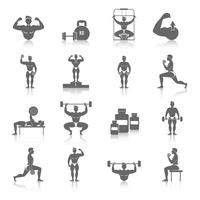 bodybuilding pictogrammen instellen vector