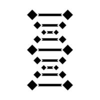 DNA-ketens glyph-pictogram. deoxyribonucleic, nucleïnezuur helix. chromosoom. moleculaire biologie. genetische code. genoom. genetica. medicijn. silhouet symbool. negatieve ruimte. vector geïsoleerde illustratie