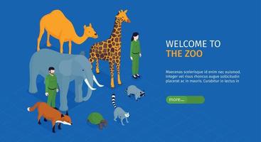 isometrische dierentuin horizontale banner vector