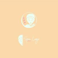 spa-logo-inspiratie met vrouwen die een handdoek dragen vector