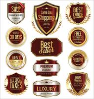 Luxe premium gouden insignes en labels vector