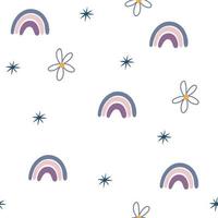 regenboog naadloos patroon. minimalistische trendy babytextuur voor textielbehang van textiel, kledingverpakking. hand tekenen vectorillustratie. vector