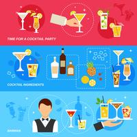 alcohol cocktails banner set vector