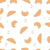 naadloos patroon van croissantjes. delicaat naadloos patroon met klein schattig broodjes. het drukken Aan kinderen beddengoed, stoffen, textiel, behang, omhulsel papier. vector