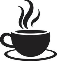 genieten eenvoud elegantie zwart koffie kop stomende elegantie aura zwart koffie kop vector