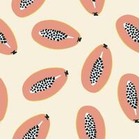 naadloos patroon met papaja fruit, tekening stijl illustratie vector