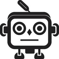 zak- formaat ai charme schattig zwart Chatbot logo Mark compact babbelen innovator zwart robot symbool vector