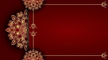 luxe rood achtergrond met gouden mandala ornament vector