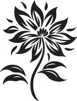 robuust bloemblad contour zwart ontwerp schetsen verdikt bloesem schetsen monochroom emblematisch ontwerp vector